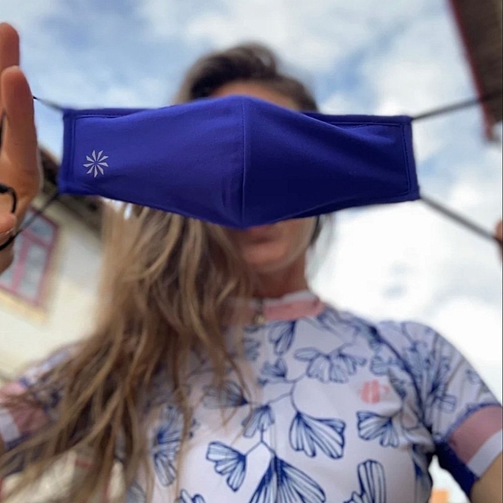 Athleta Made To Move Blue Face Mask with Adjustable Straps